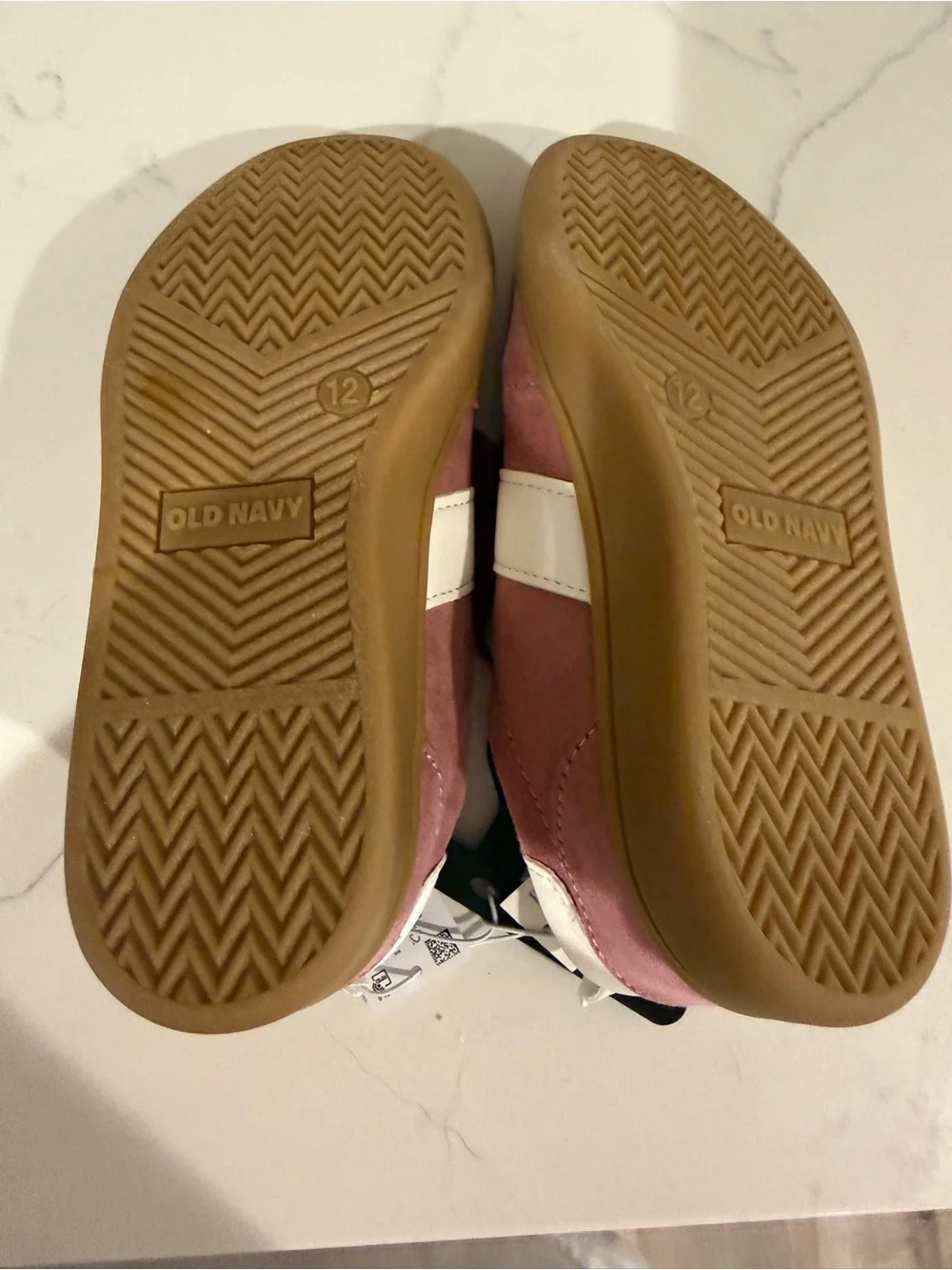 Old Navy Pink and White Kids' Sneakers with Gum Sole size 12